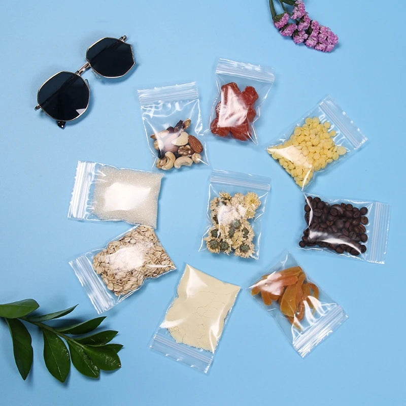 StoBag 100pcs Transparent Small Zippered Plastic Bag Reclosable Thick Clear Jewelry Gift Food Pouch Custom Print Logo(Extra Fee)