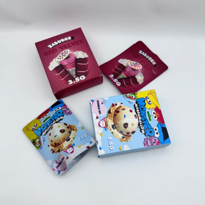 3.5g Hologram Edible Mylar Bag With Box Customized Printed Cardboard Box for Zipper Bags Retail Box for Mylar Bags