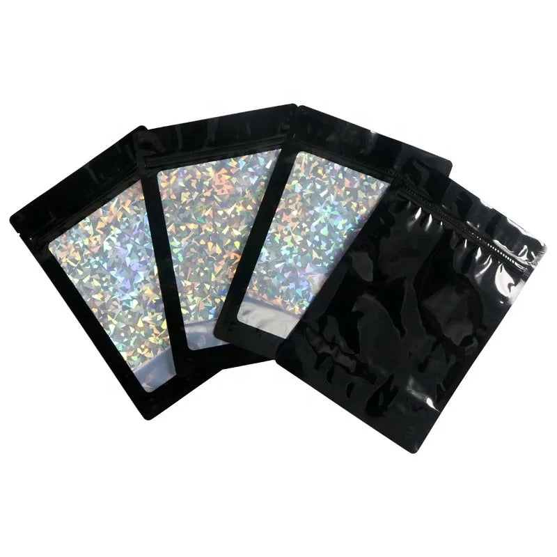 Colorful Special Shaped Bags Zip Lock Frosted Hologram Smell Proof Stand up Pouch Mylar Zipper Bags Food Packaging Bag