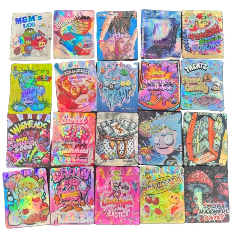 Custom 3.5g Packaging Plastic Bags Cookie Packaging  Box  Die Cut Bags 3.5g Mylar Bags  with Box
