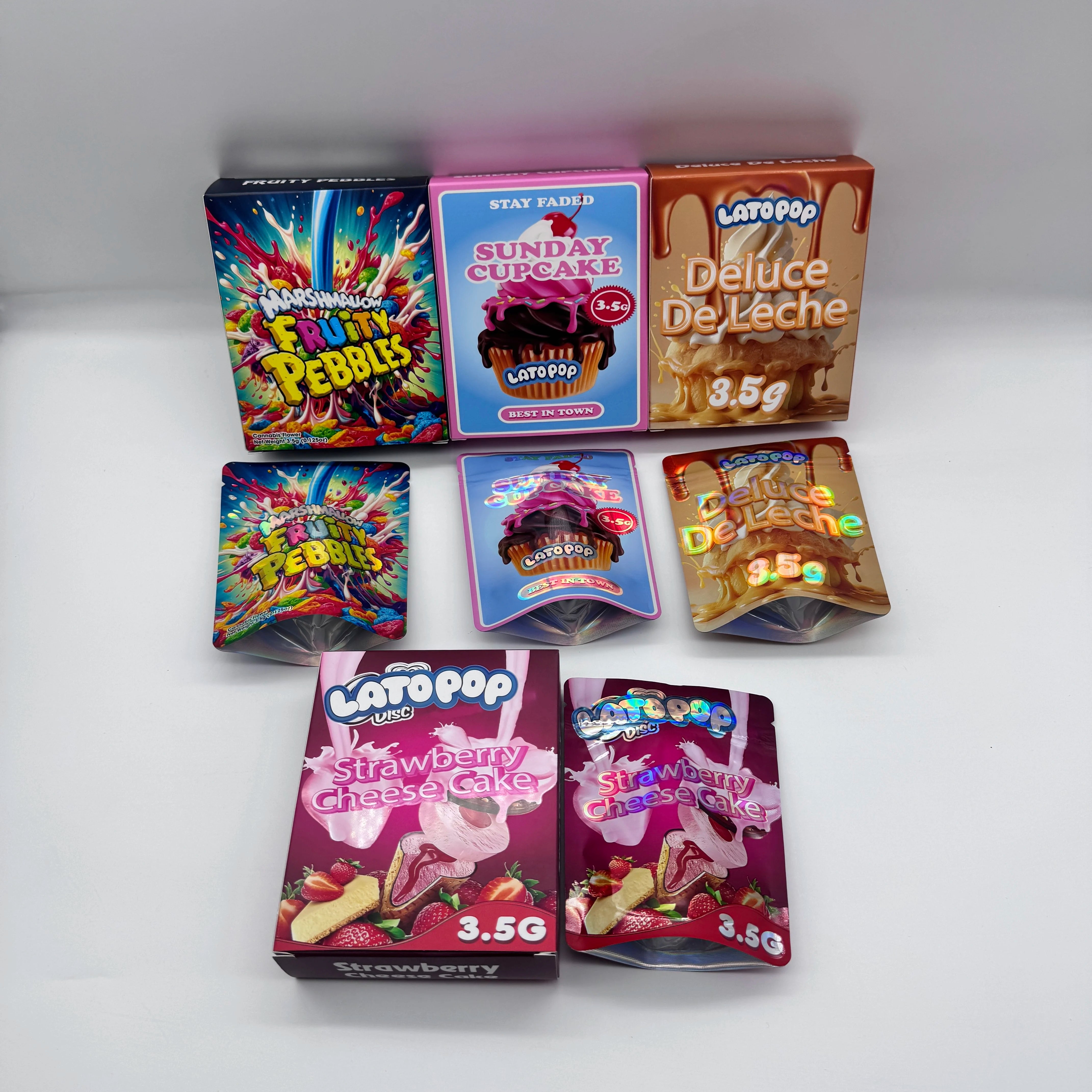 3.5G Cereal Paper Box Custom Printed Holographic Retail Food Packaging Display Paper Box for 3.5G Mylar Bags