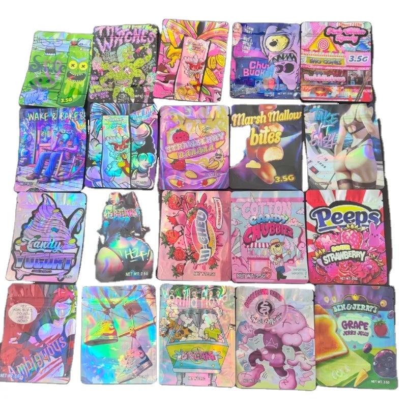 Custom 3.5g Packaging Plastic Bags Cookie Packaging  Box  Die Cut Bags 3.5g Mylar Bags  with Box