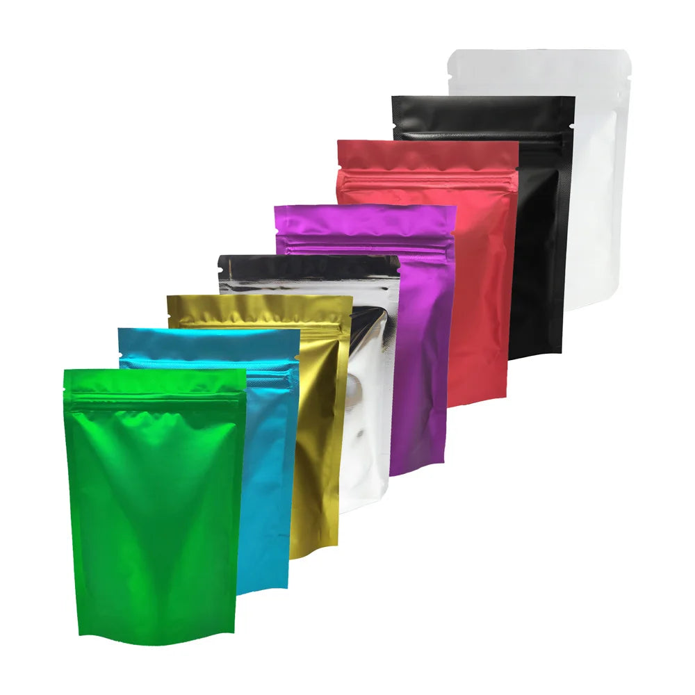Metallic Mylar Ziplock Bag, Water Proof Plastic Bags, Stand Valve Pouch, Resealable Aluminum Foil