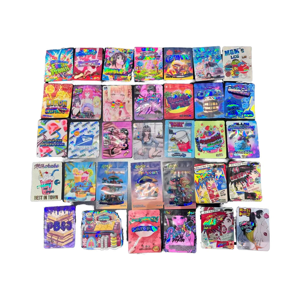 Packaging Die Cut Heat Seal Resealable Stand up Pouch Food Printed 3.5G Pouches Aluminum Plastic Ziplock Custom Mylar Bags