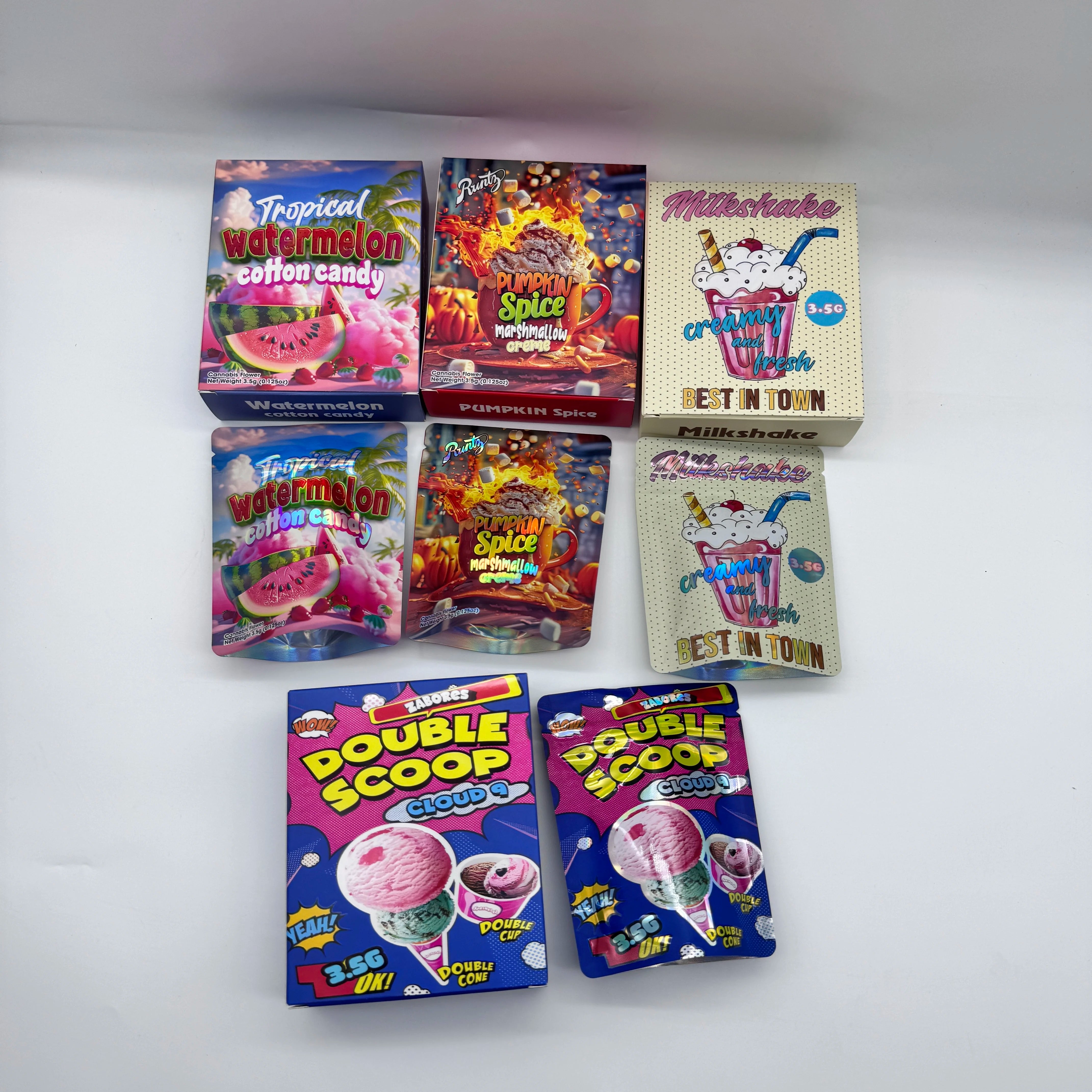 3.5g Hologram Edible Mylar Bag With Box Customized Printed Cardboard Box for Zipper Bags Retail Box for Mylar Bags