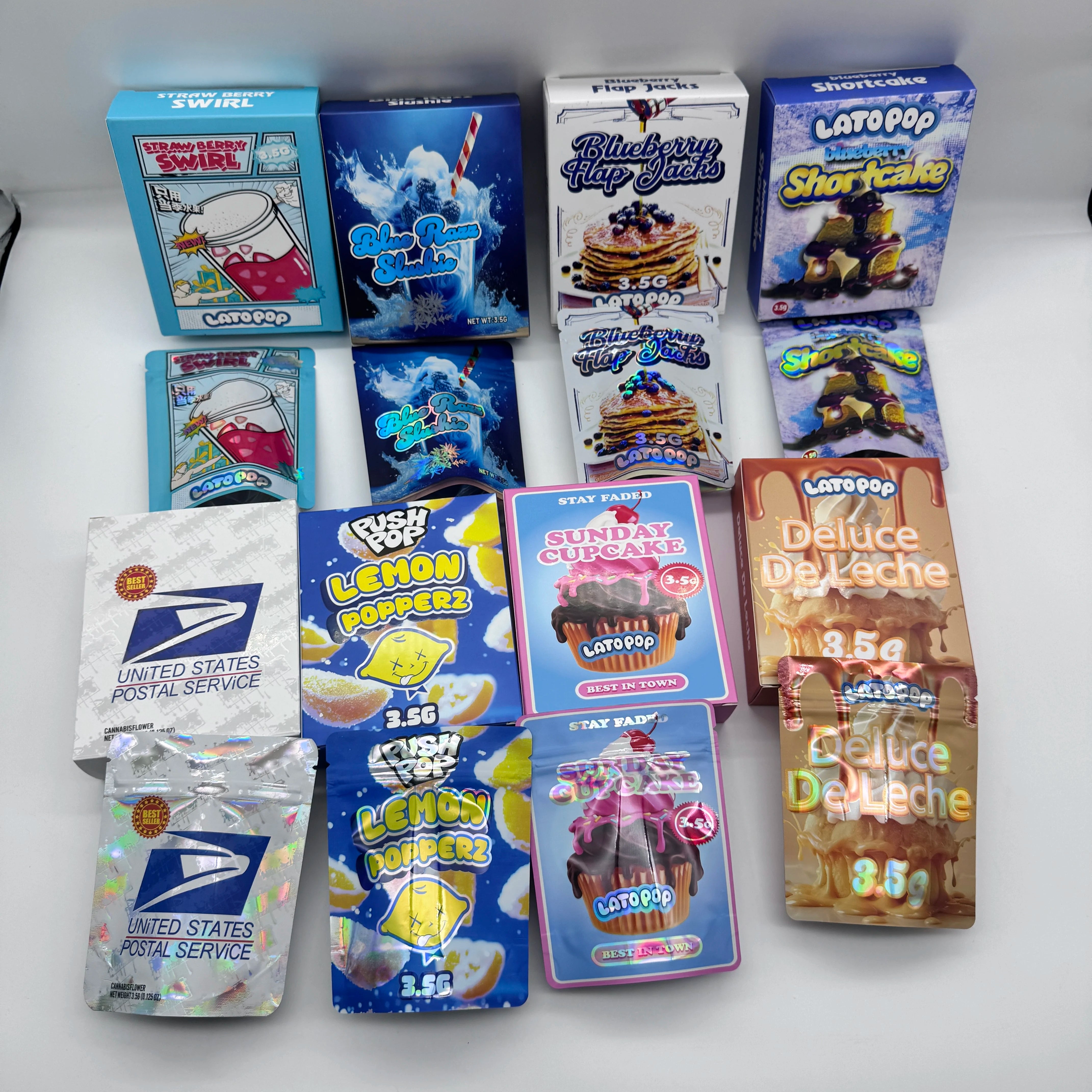 3.5G Cereal Paper Box Custom Printed Holographic Retail Food Packaging Display Paper Box for 3.5G Mylar Bags