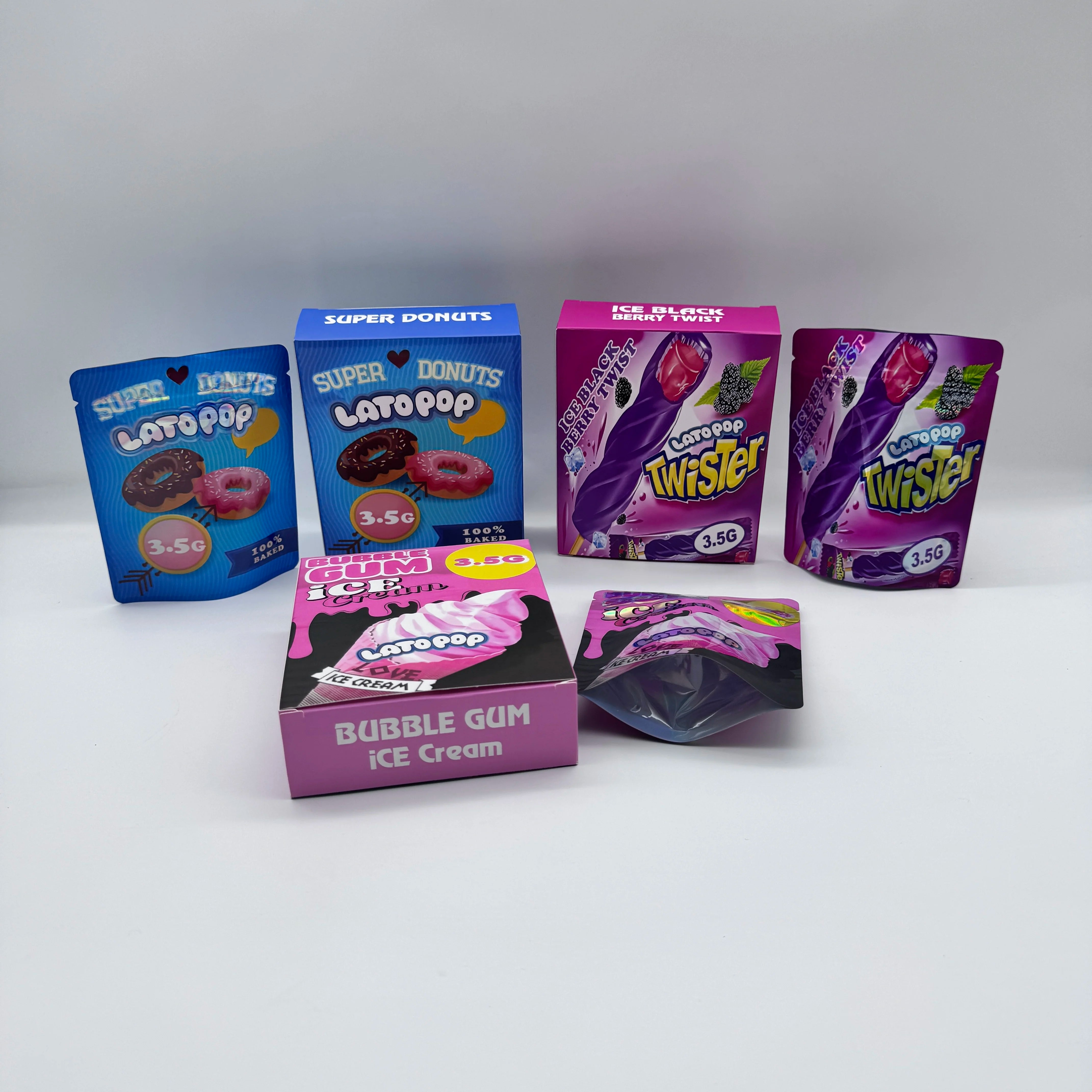 Child Resistant 3.5 Bag Custom Printed Stand up Pouch Smell Proof Ziplock Edible Packaging Mylar Bags