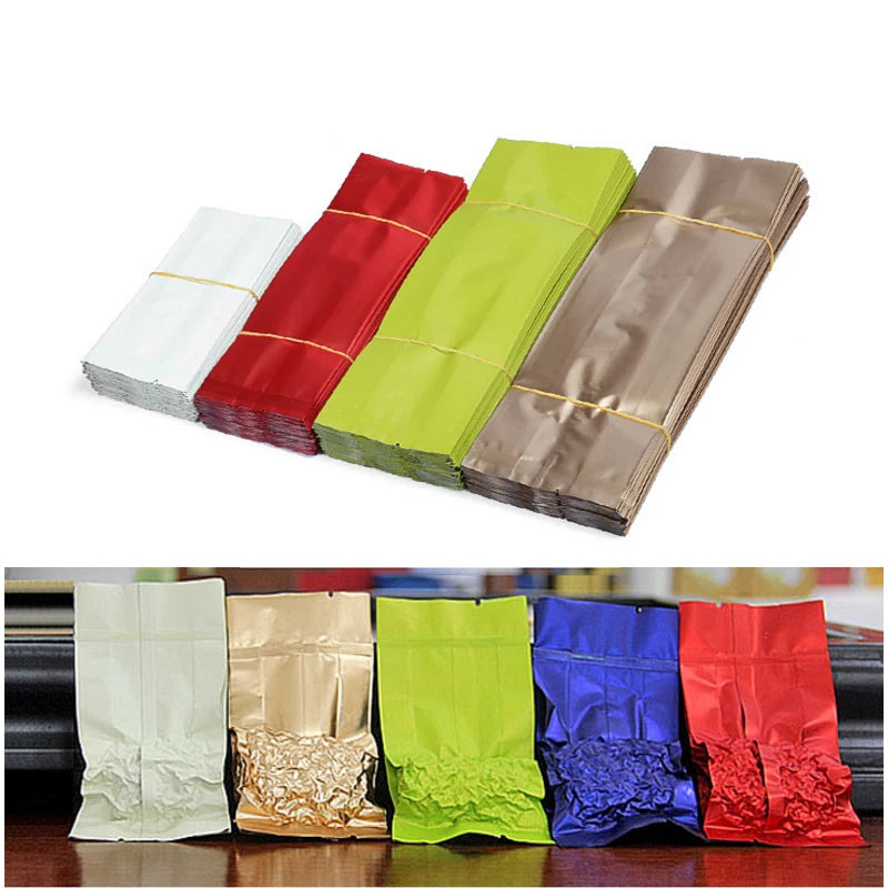 100Pcs/Lot Tea Bags Aluminum Foil Bag Vacuum Heat Seal Packaging Pouches Food Tea Mylar Foil Bag S M L XL