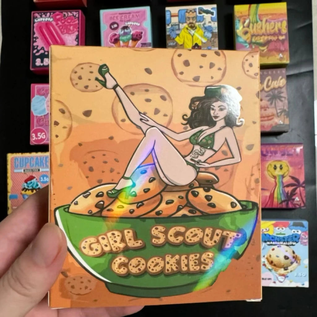 Custom Printed Cardboard Paper Boxes for 3.5g 7g 14g 28g Edible Die Cut Mylar Bags with 3.5g Flower Cereal Boxes