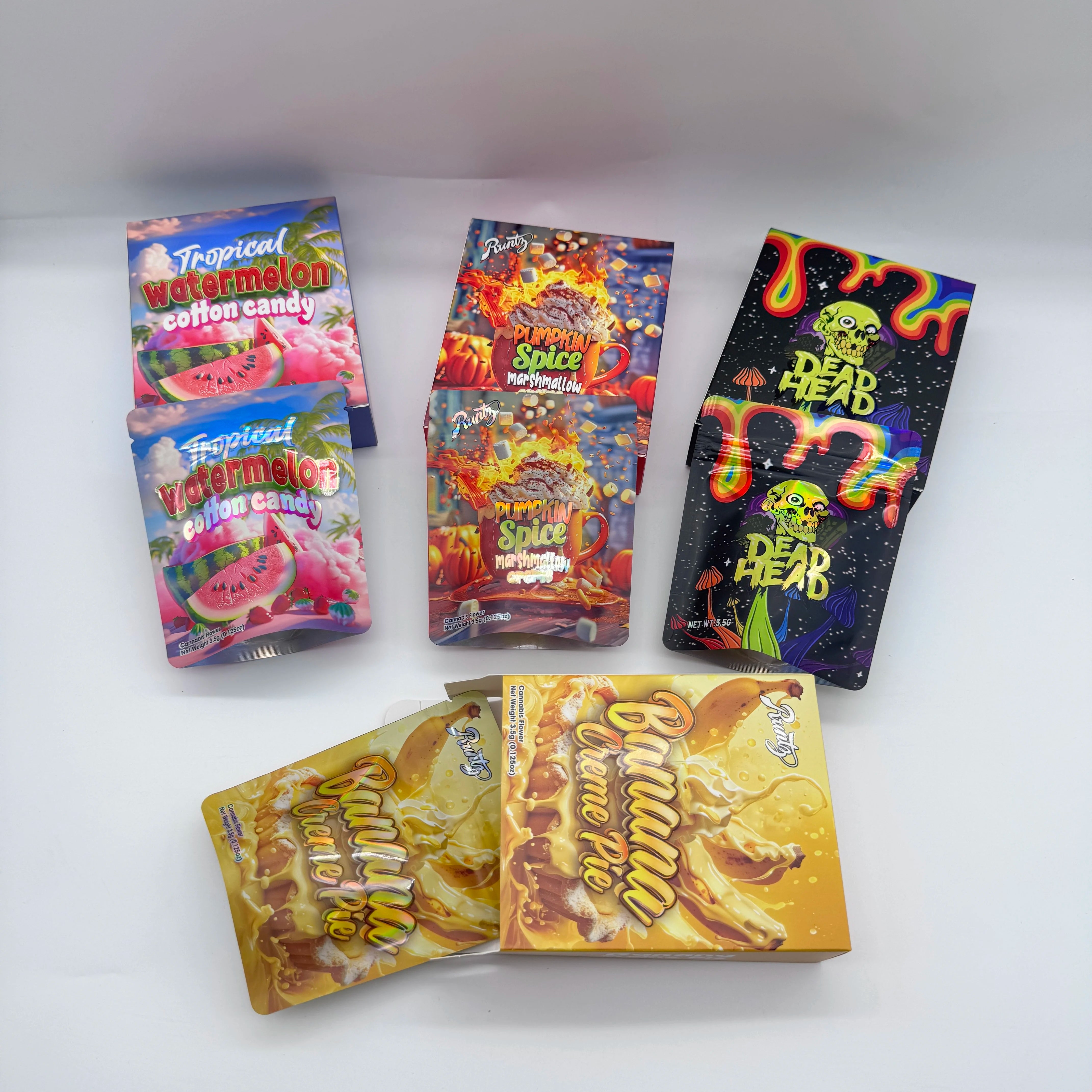 3.5g Hologram Edible Mylar Bag With Box Customized Printed Cardboard Box for Zipper Bags Retail Box for Mylar Bags