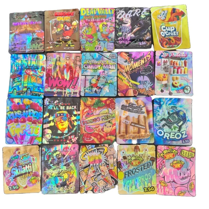 Hot Sales in Stock Thousands of Edibles Packaging Bags Styles Resealable 7g Mylar Bags 28g 3.5g Smell Edibles Packaging