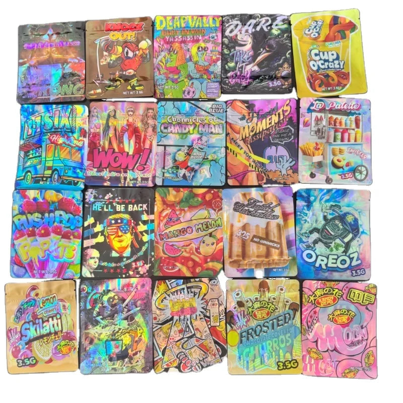 Custom 3.5g Packaging Plastic Bags Cookie Packaging  Box  Die Cut Bags 3.5g Mylar Bags  with Box