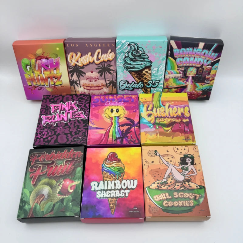 3.5g Hologram Edible Mylar Bag With Box Customized Printed Cardboard Box for Zipper Bags Retail Box for Mylar Bags
