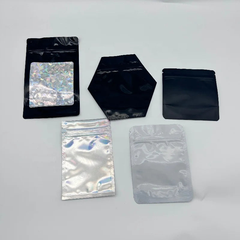 Blank Plain Bags Irregular Round Shaped Bags Plastic Packaging Die Cut with Zipper Aluminum Foil Smell Proof 3.5g Mylar Bag