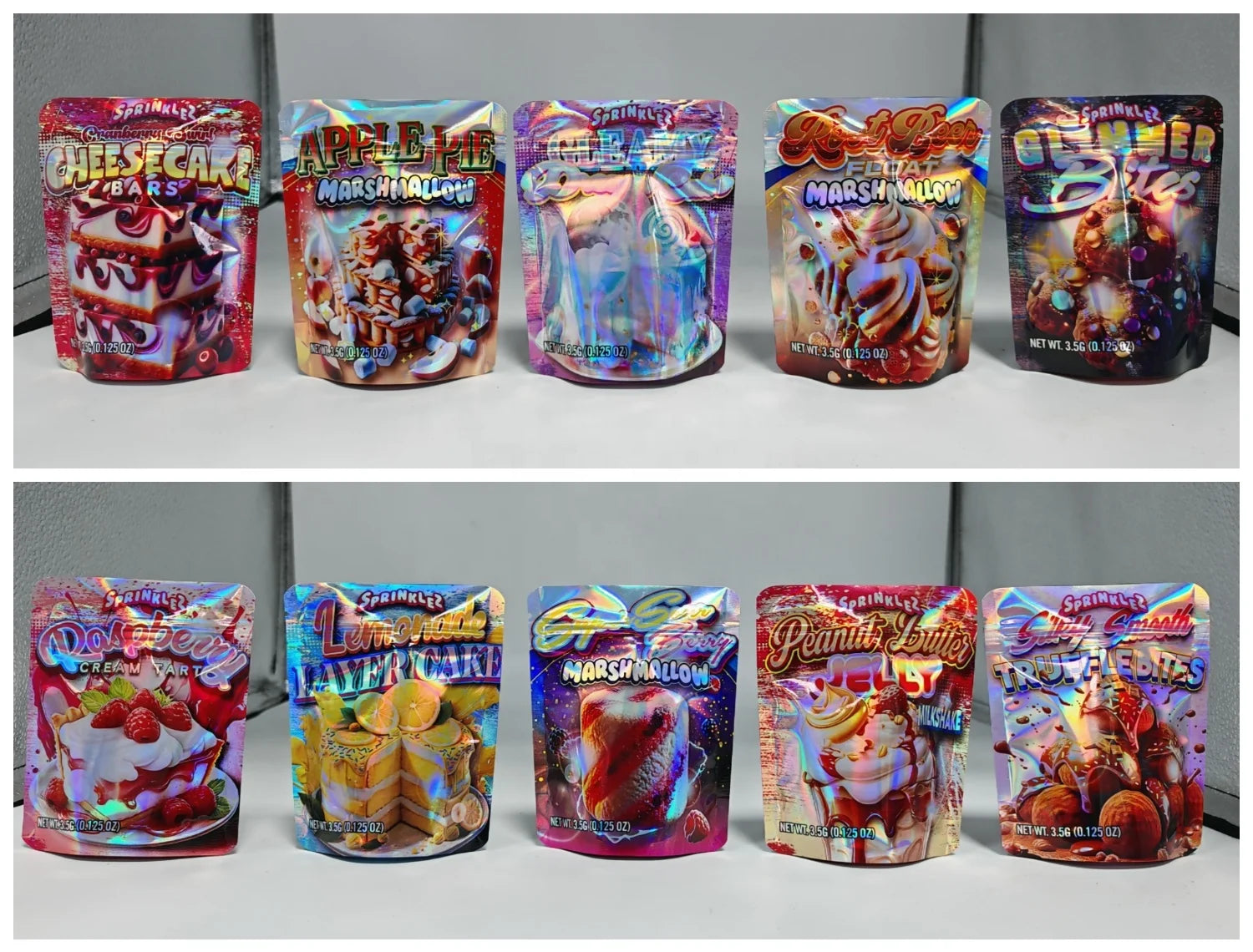 Packaging Die Cut Heat Seal Resealable Stand up Pouch Food Printed 3.5G Pouches Aluminum Plastic Ziplock Custom Mylar Bags