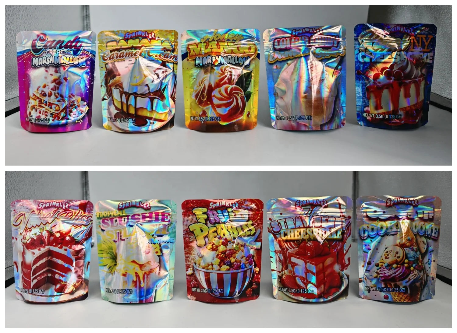 Packaging Die Cut Heat Seal Resealable Stand up Pouch Food Printed 3.5G Pouches Aluminum Plastic Ziplock Custom Mylar Bags