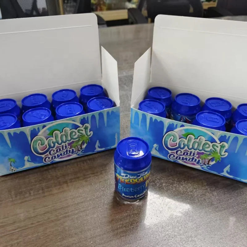 In Stock Custom  Soda Cans Tin Can Packaging 2oz Jars Plastic Can Plastic Jar 2oz Glass Jars with Lids