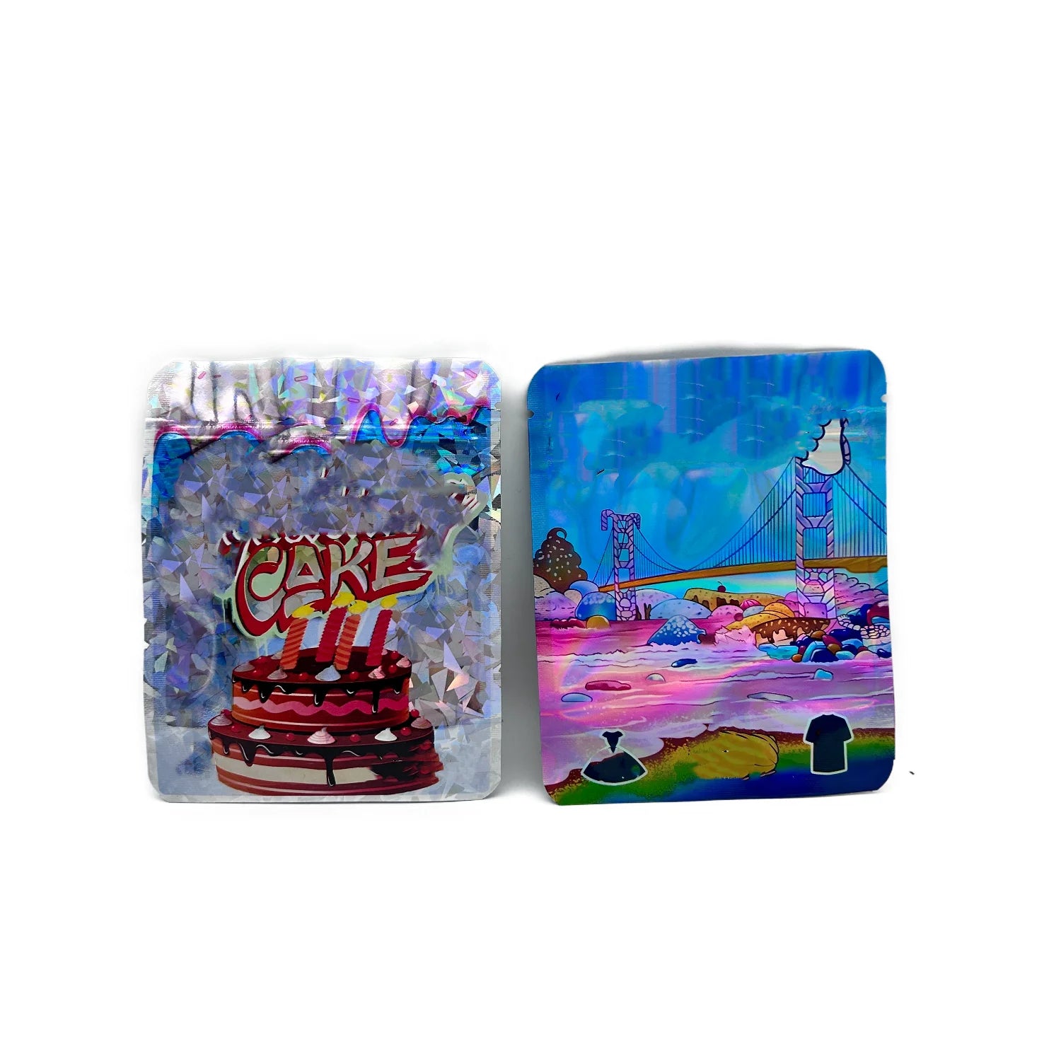 Colorful Special Shaped Bags Zip Lock Frosted Hologram Smell Proof Stand up Pouch Mylar Zipper Bags Food Packaging Bag