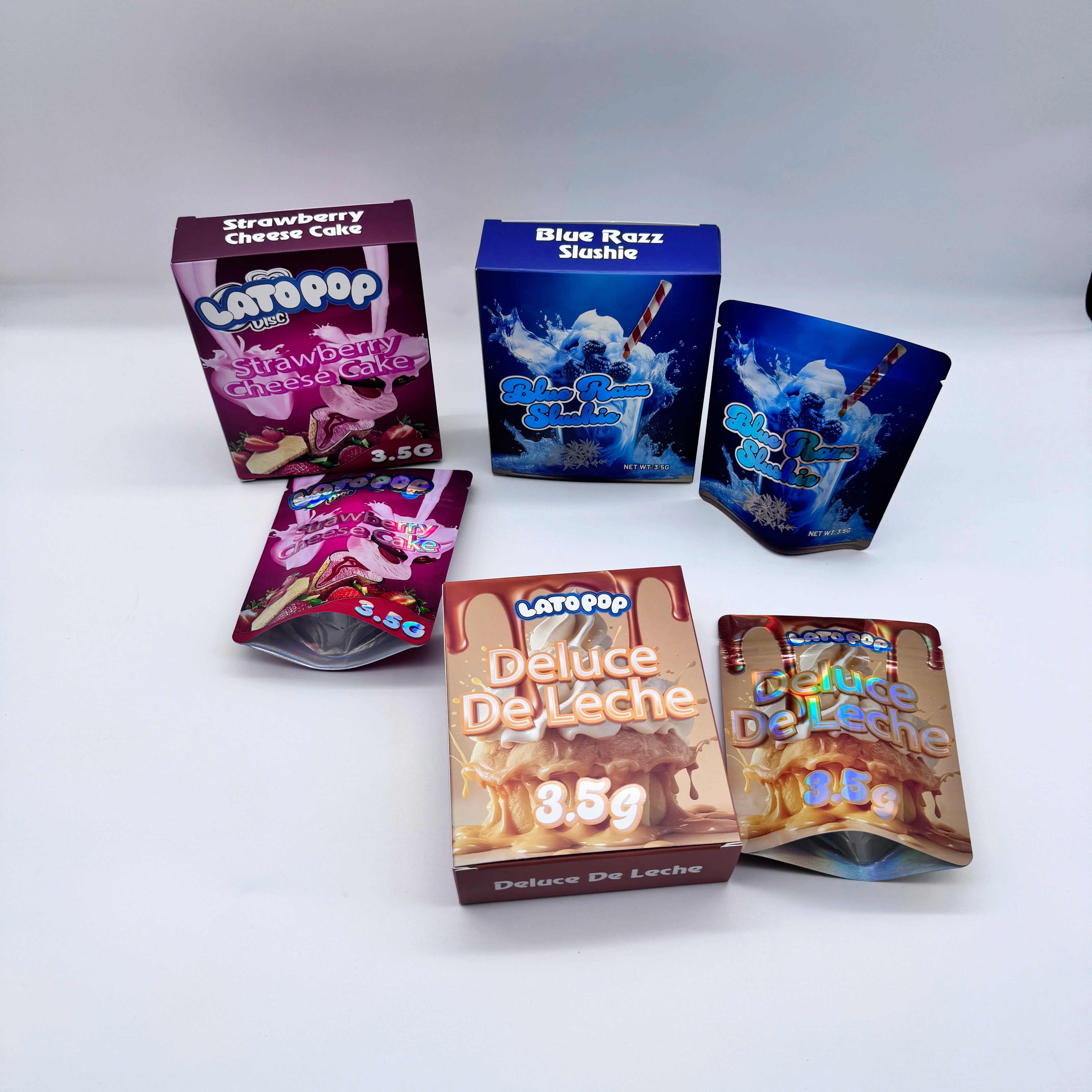 3.5G Cereal Paper Box Custom Printed Holographic Retail Food Packaging Display Paper Box for 3.5G Mylar Bags