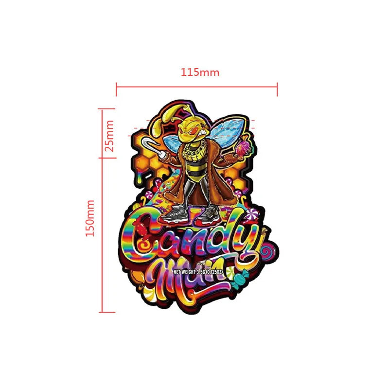 Holographic Laser Die Cut Mylar Bags 3.5 Gram Speical-shaped Unique Cartoon Partern Smell Proof Plastic Packaging Zip Lock Pouch