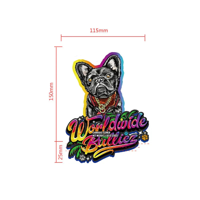 Holographic Laser Die Cut Mylar Bags 3.5 Gram Speical-shaped Unique Cartoon Partern Smell Proof Plastic Packaging Zip Lock Pouch