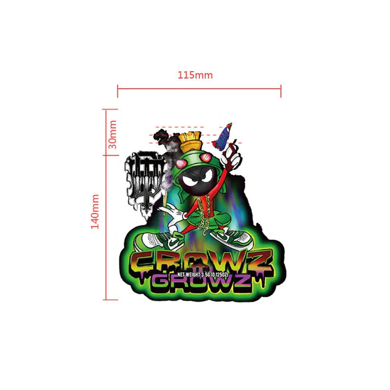Holographic Laser Die Cut Mylar Bags 3.5 Gram Speical-shaped Unique Cartoon Partern Smell Proof Plastic Packaging Zip Lock Pouch