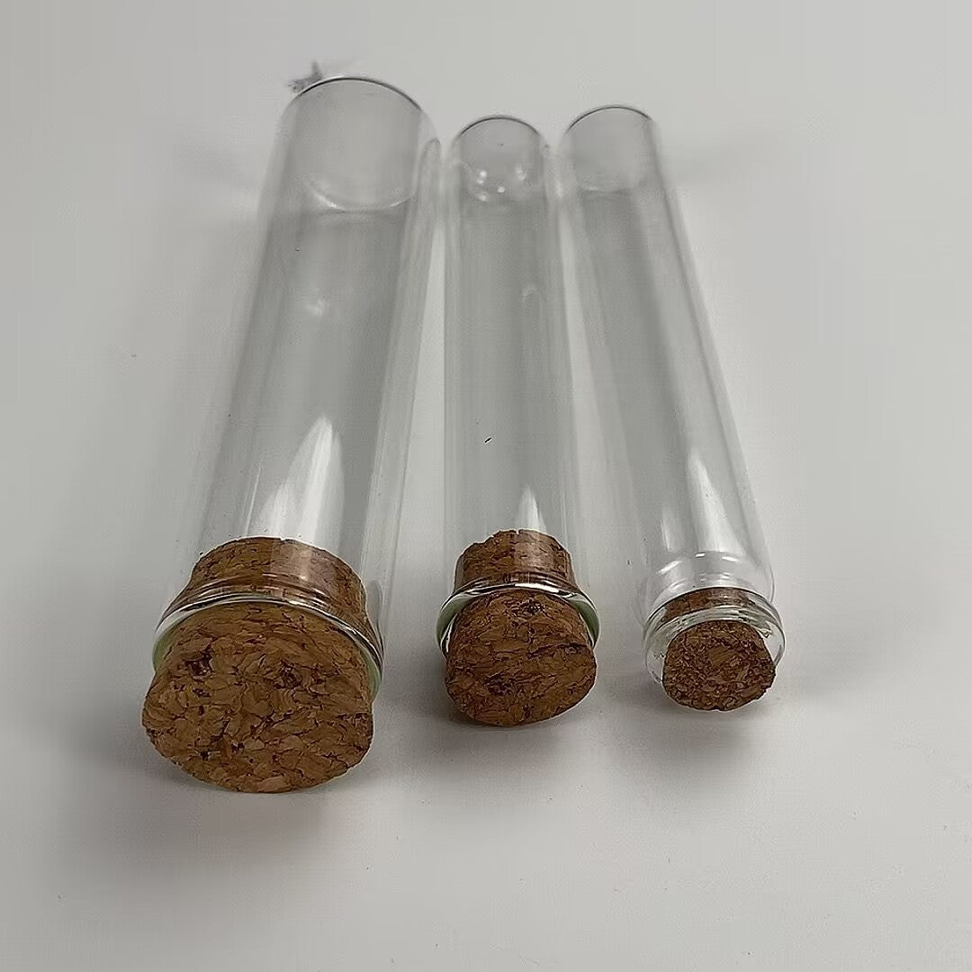 Glass round bottom flat bottom test tube with cork 20mm flat mouth glass tube