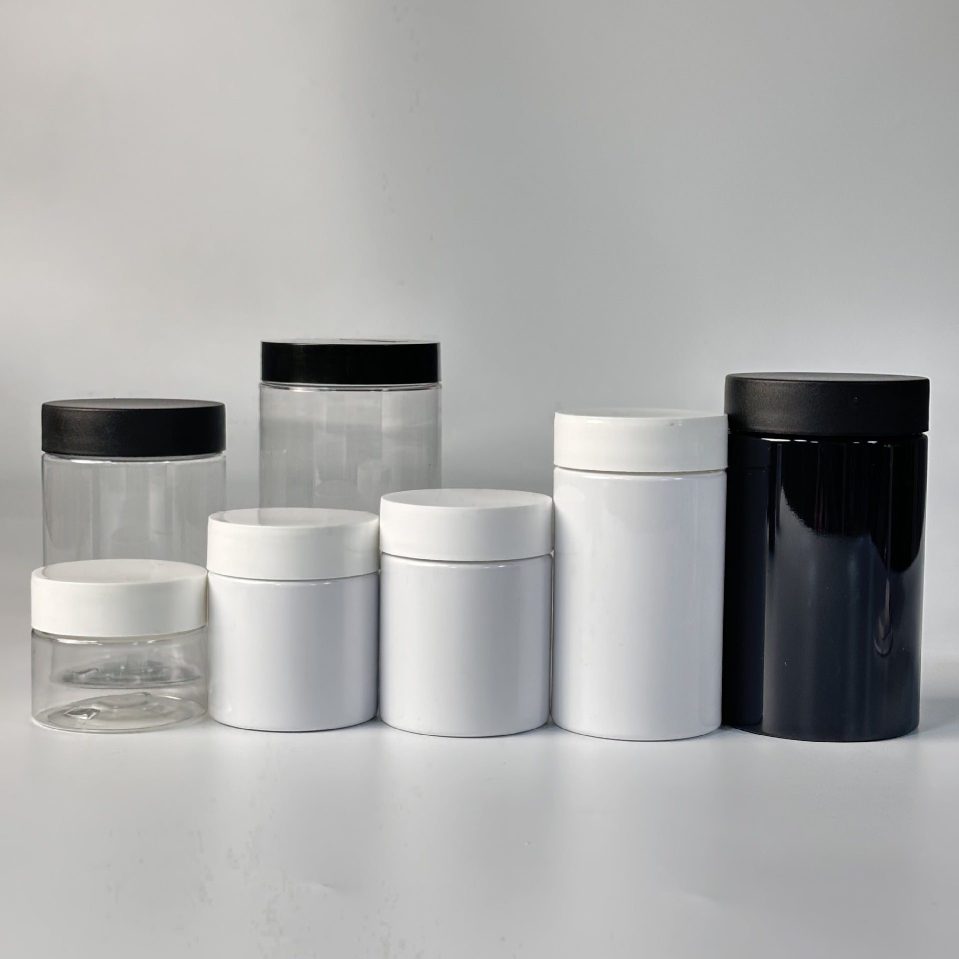Food Grade PET Wide Mouth Bottle Essence Mask Jar Anti-Child Press Screw Cap 40ml 60ml 100ml 120ml