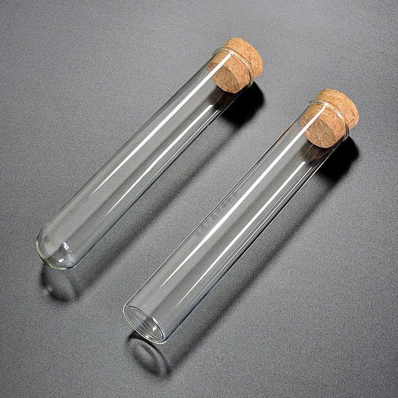 Factory direct sales 20mm cork glass tube seal, flat bottom glass test tube