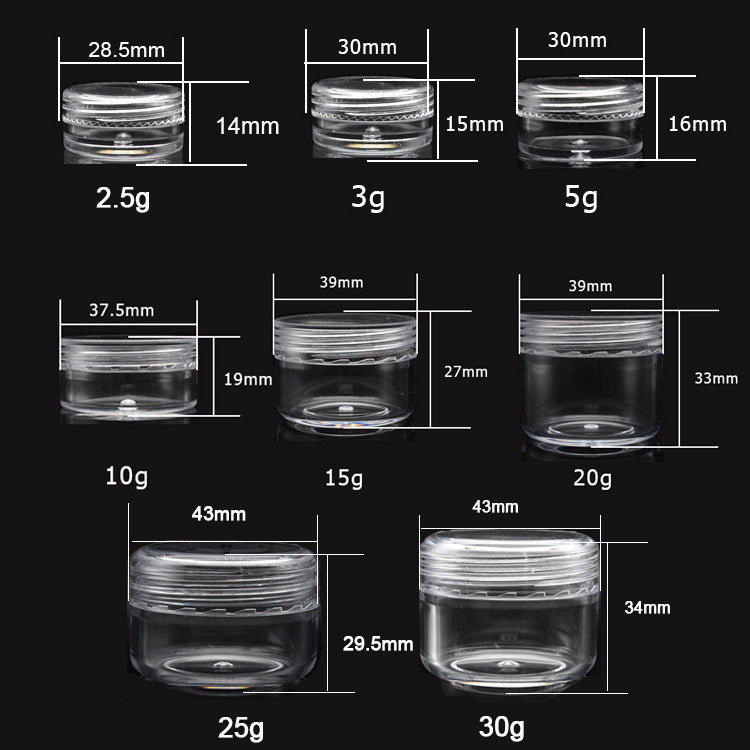 Cream bottle Small round bottle Transparent PS 5g face cream bottle Sub-packaging bottle Skin care product Sub-packaging bottle Travel cosmetic bottle