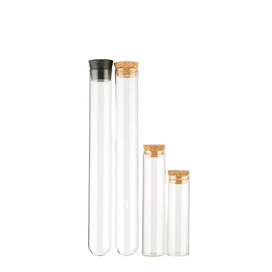 Glass round bottom flat bottom test tube with cork 20mm flat mouth glass tube