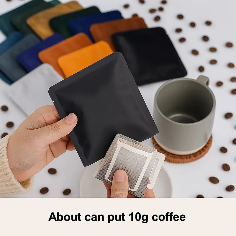 StoBag 100pcs Colorful Aluminum Foil Coffee Packaging Bag Plastic Small Heat Sealing for Tea Powder Storage Pouches Portable