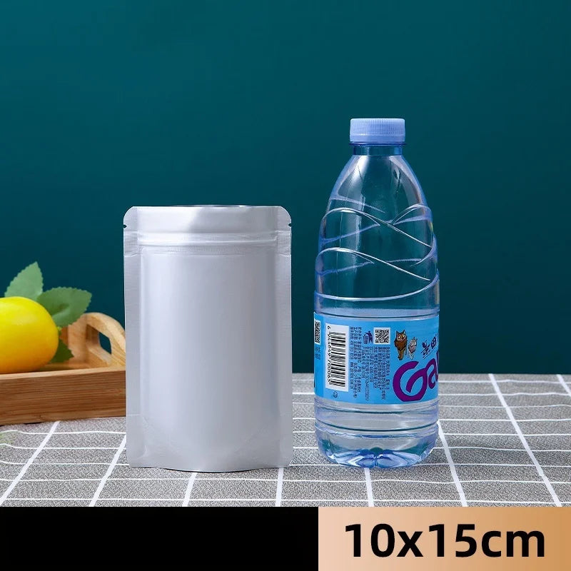 StoBag 50pcs Aluminum Foil Food Packaging Bags Thick Stand Up Self-sealing Storage for Candy Tea Nuts Reusable Gift Pouches