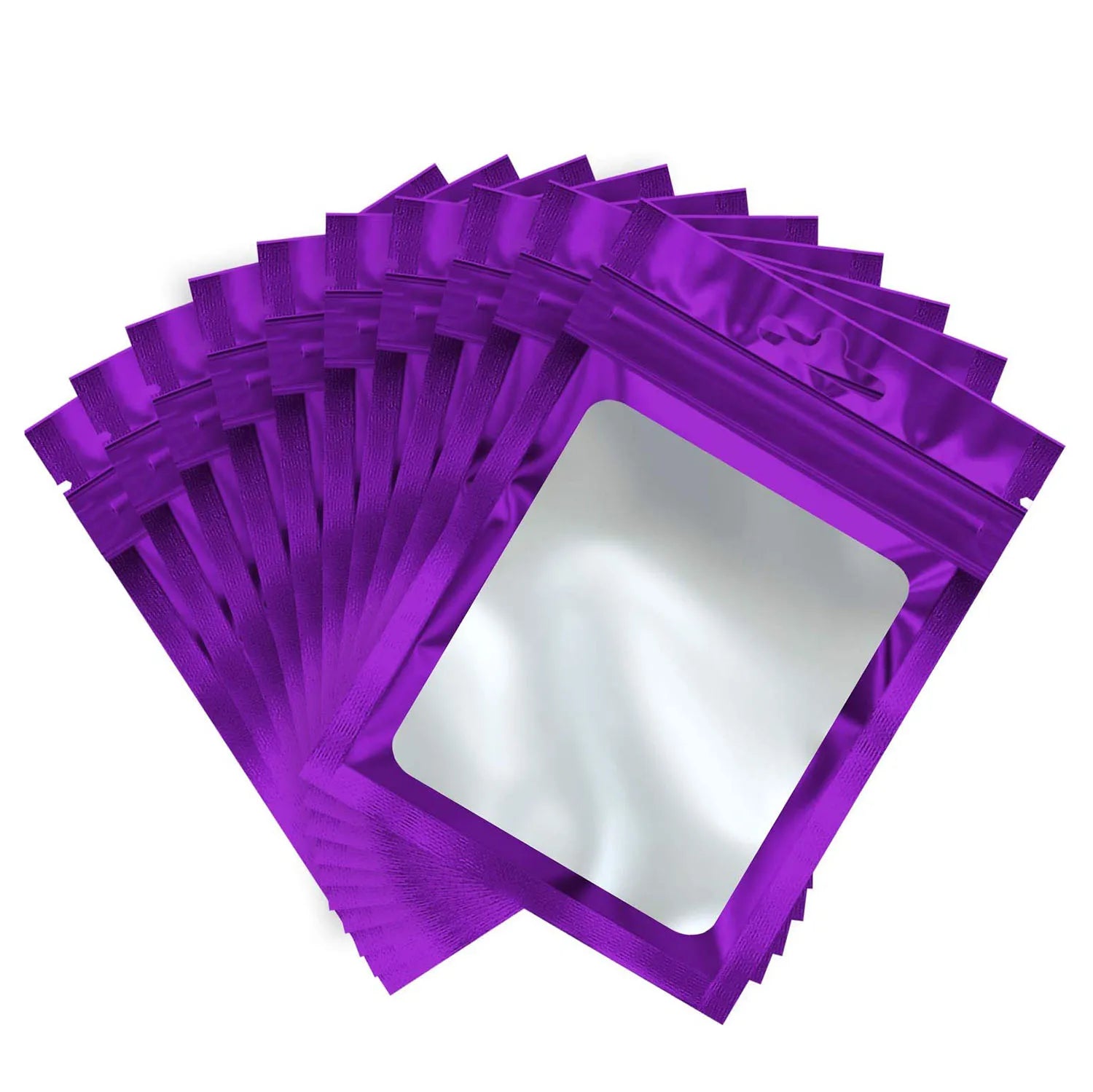 50pcs Colorful Mylar Bags Ziplock Hang Bags with Clear Window for Jewelry Display Packaging Self Sealing Reusable Foil Pouch