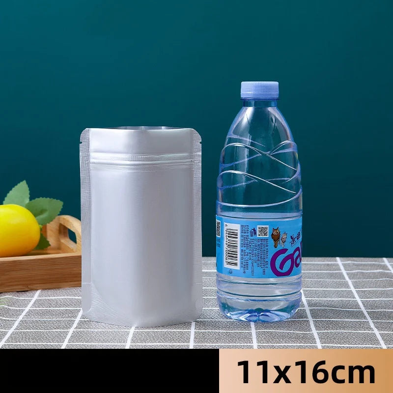 StoBag 50pcs Aluminum Foil Food Packaging Bags Thick Stand Up Self-sealing Storage for Candy Tea Nuts Reusable Gift Pouches