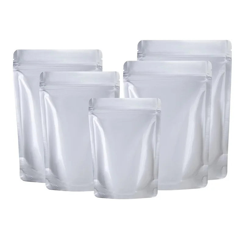 StoBag 50pcs Aluminum Foil Food Packaging Bags Thick Stand Up Self-sealing Storage for Candy Tea Nuts Reusable Gift Pouches