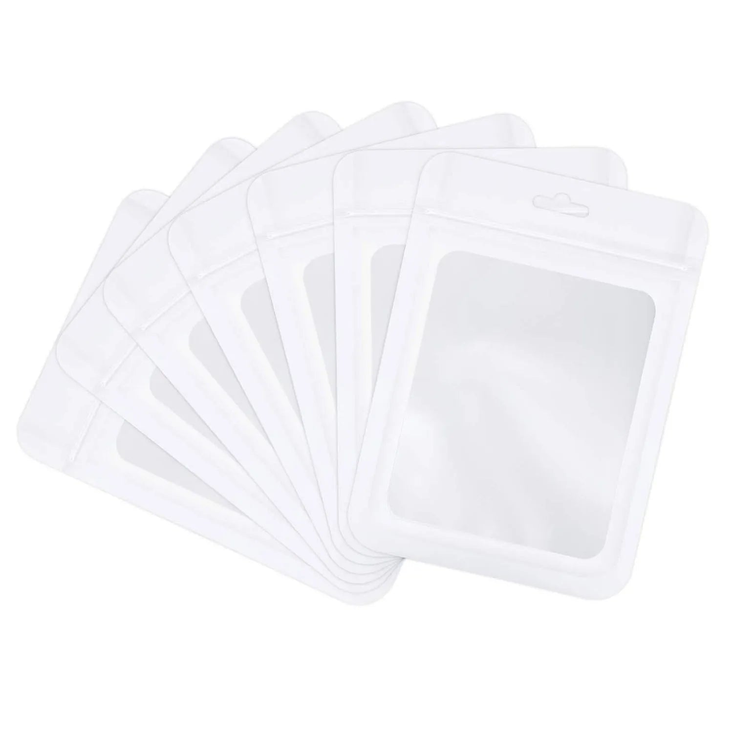50pcs Colorful Mylar Bags Ziplock Hang Bags with Clear Window for Jewelry Display Packaging Self Sealing Reusable Foil Pouch