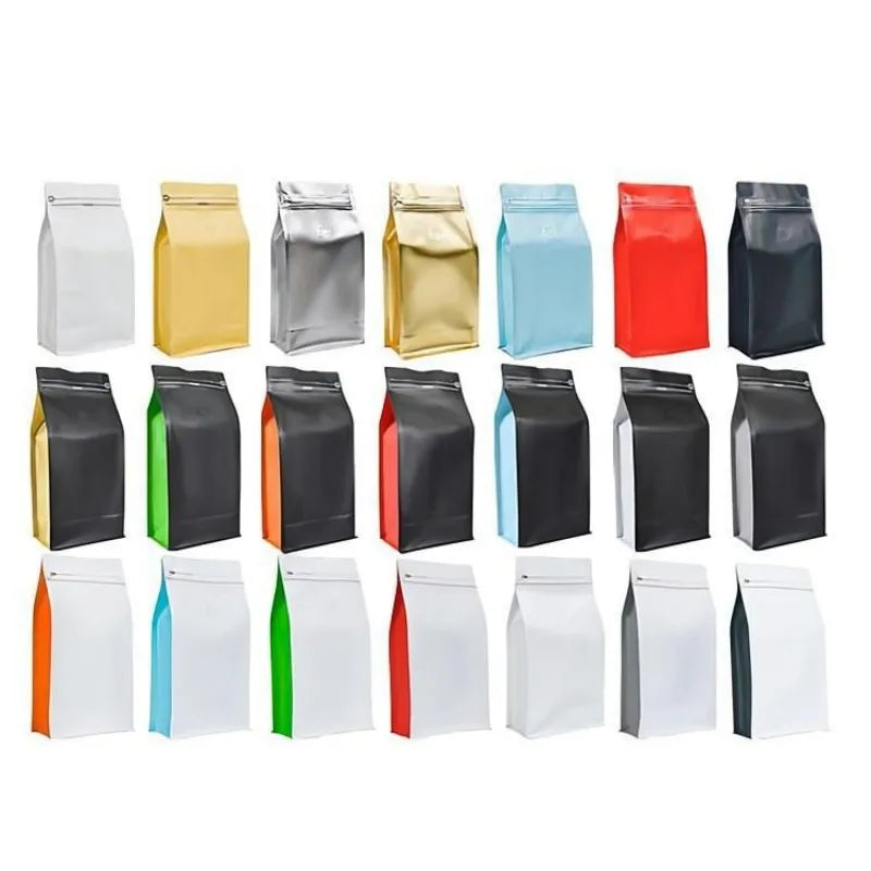 StoBag 50pcs Color Coffee Beans Bag Packaging with/No Valve Aluminum Foil Heat Sealing for Powder Nuts Storage Reusable Pouch