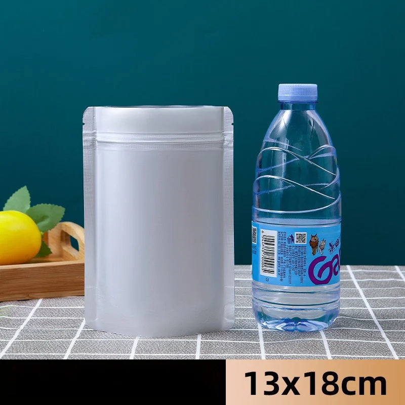 StoBag 50pcs Aluminum Foil Food Packaging Bags Thick Stand Up Self-sealing Storage for Candy Tea Nuts Reusable Gift Pouches