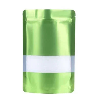 100pcs Custom Silver Gold Clear Nut Snack Popcorn Stand Up Aluminum Foil Zip Lock Pouch Resealable Heat Seal Plastic Window Bag