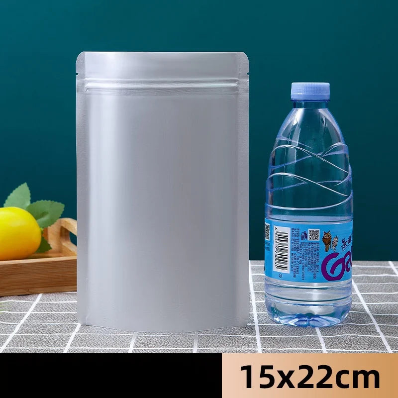 StoBag 50pcs Aluminum Foil Food Packaging Bags Thick Stand Up Self-sealing Storage for Candy Tea Nuts Reusable Gift Pouches