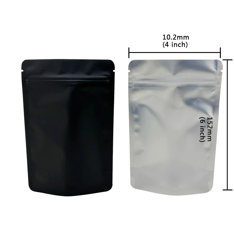 20-100 PCS Black Matte Color Zipper Bag Smell Proof Pouch One Side Clear Mylar Bag
