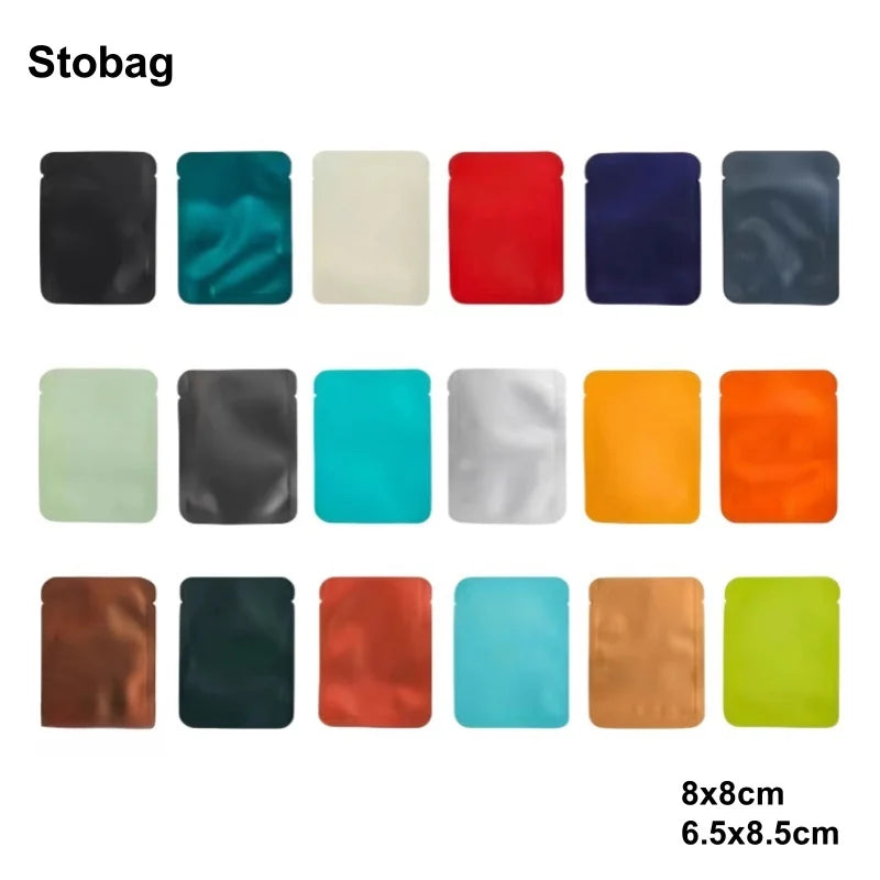 StoBag 100pcs Color Aluminum Foil Packaging Bag Small Plastic Sealing for Tea Coffee Powder Storage Pouch Portable Wholesale
