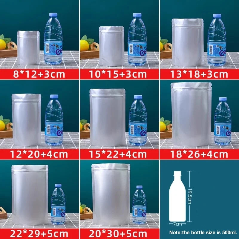 StoBag 50pcs Aluminum Foil Food Packaging Bags Thick Stand Up Self-sealing Storage for Candy Tea Nuts Reusable Gift Pouches