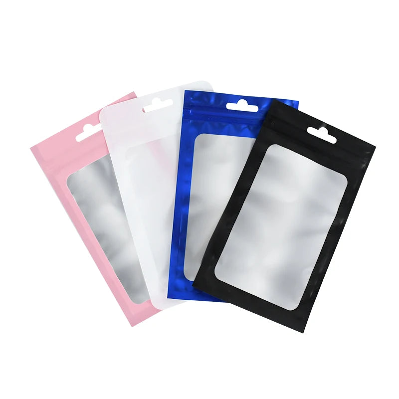 50Pcs Matte Zip lock Plastic Bag Aluminum Foil Hologram Food Pouch Small Water Proof Zipper Reclosable Pouches Gift Packaging