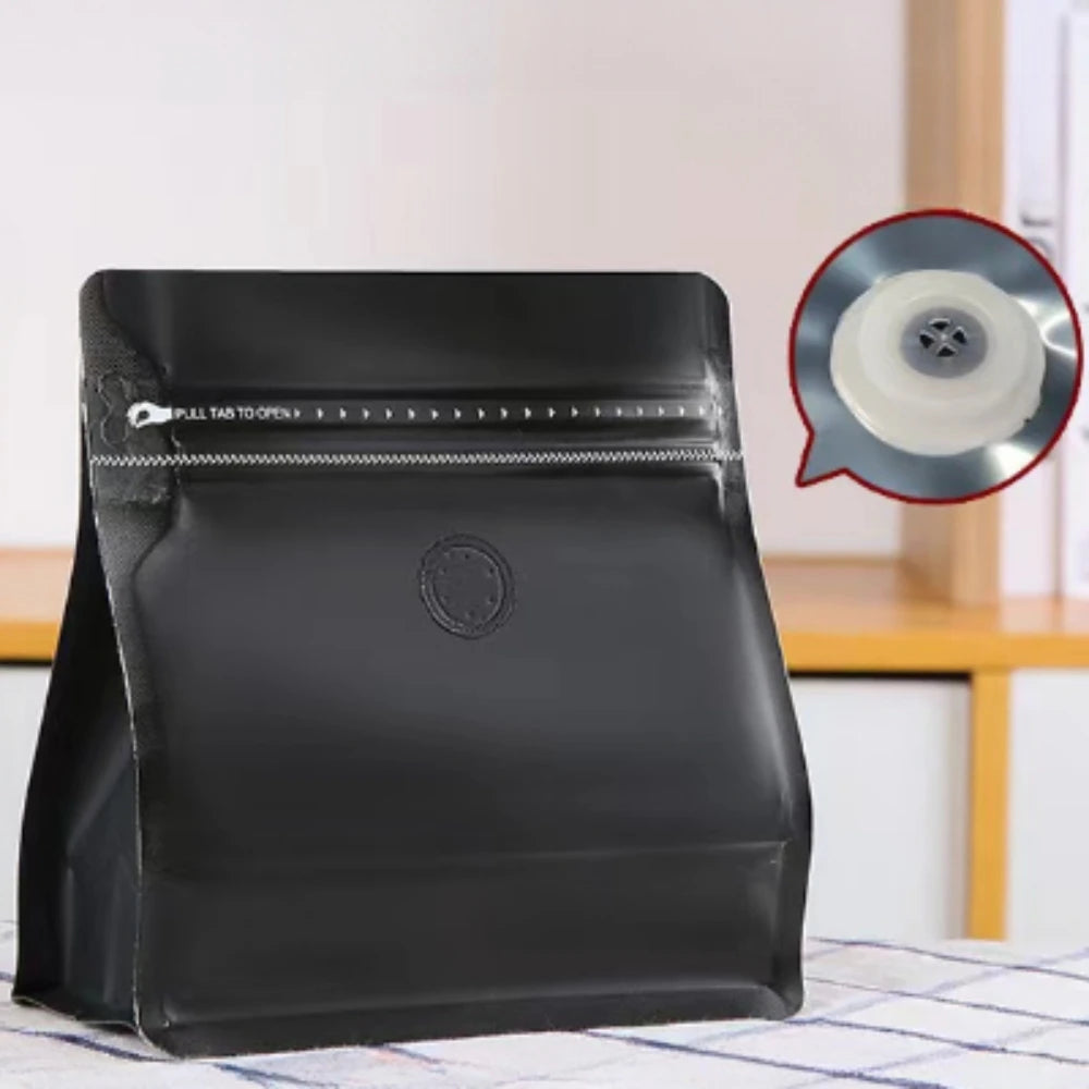 50pcs Heat Sealable Matt Mylar Aluminum Foil Pouches Flat Bottom Ziplock Tea Ground Coffee Valve Packaging Bag 150g 250g 500g