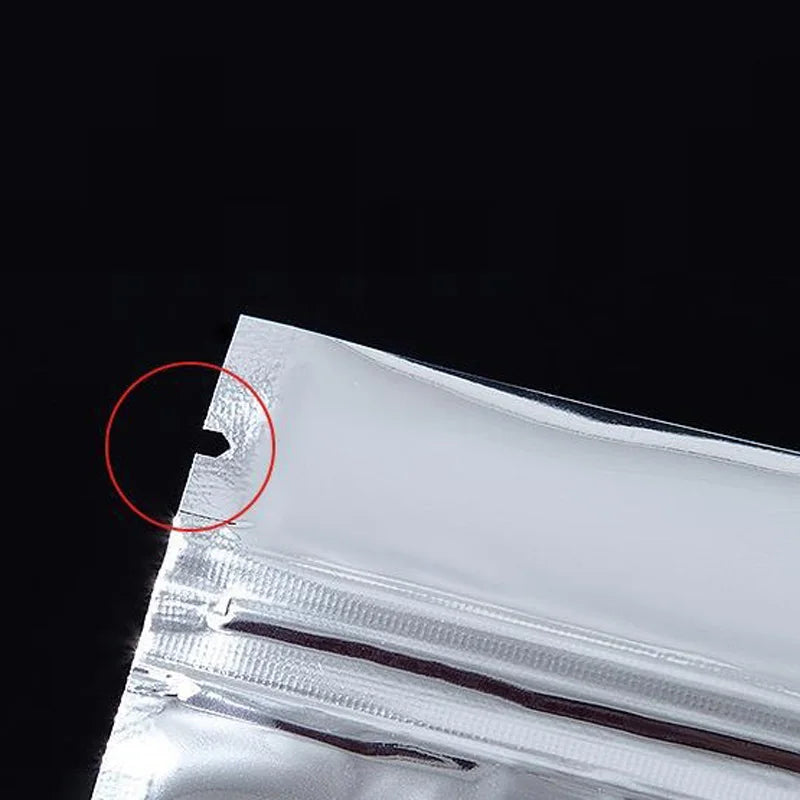 1000Pcs Aluminum Foil Ziplock Bags Food Grade / Silver Aluminized Mylar Self Sealing Pouch T-shirt Package Bag Zipper Reopenable