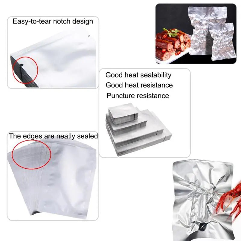 Silver Aluminum Foil Package Bag Coffee Sugar Pouches Open Tops Heat Seal Vacuum Mylar Foil Bags for Spice Powder Storage