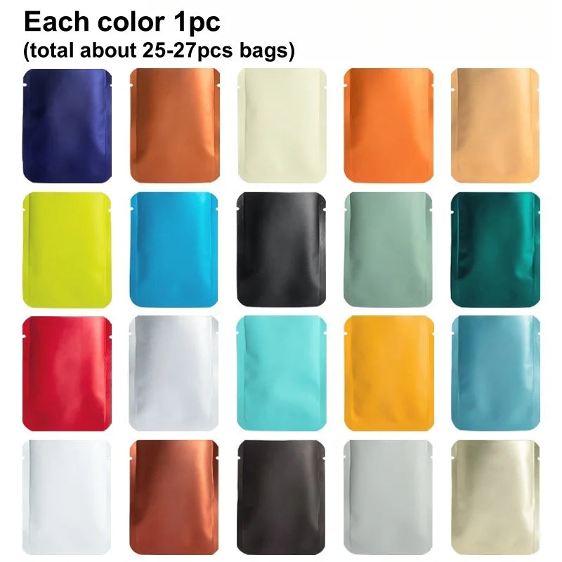 StoBag 100pcs Color Aluminum Foil Packaging Bag Small Plastic Sealing for Tea Coffee Powder Storage Pouch Portable Wholesale