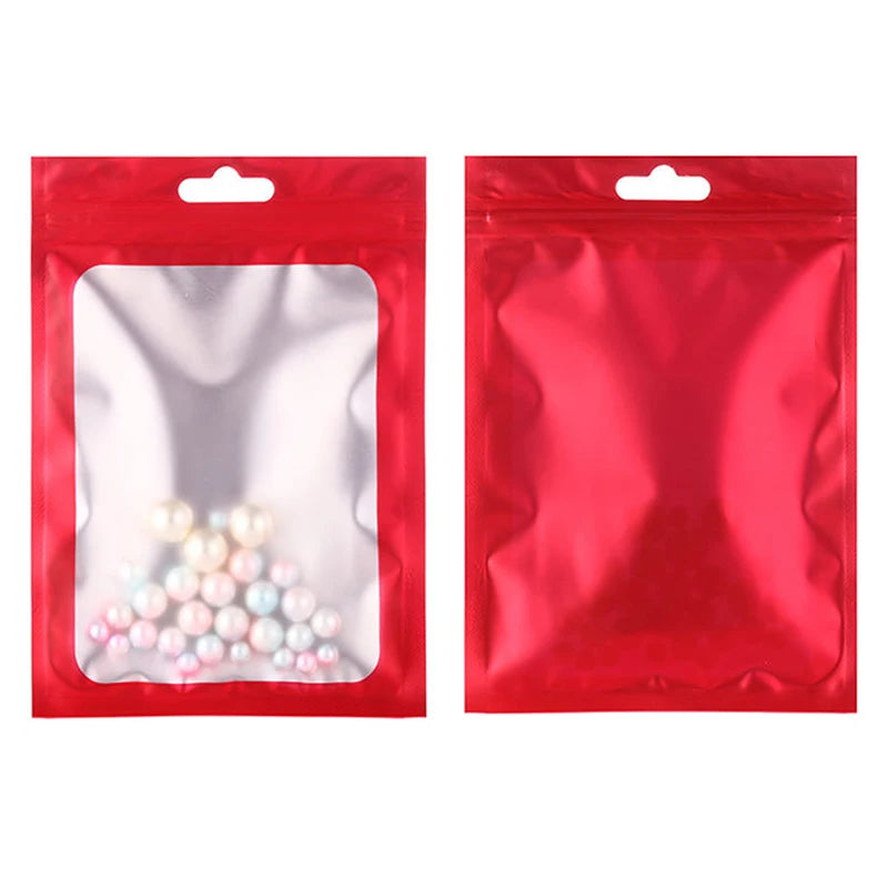 100Pcs Matte Zip Lock Plastic Bags Aluminum Foil Hologram Mylar Food Pouch Small Packing Bag Gift Bag Reclosable Storage Pouches